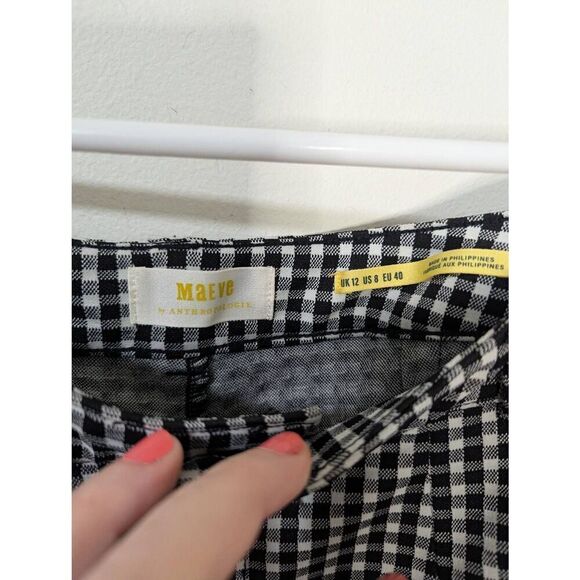 NWT Maeve By Anthropologie Black and White Gingham Checkered Pants - Size  8 - Picture 7 of 8
